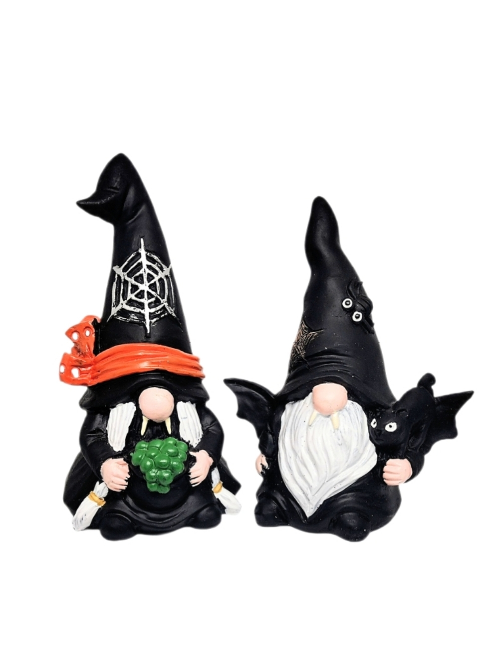 🖤 2pc Halloween Witch Gnome Ceramic Figurine Holiday Decor